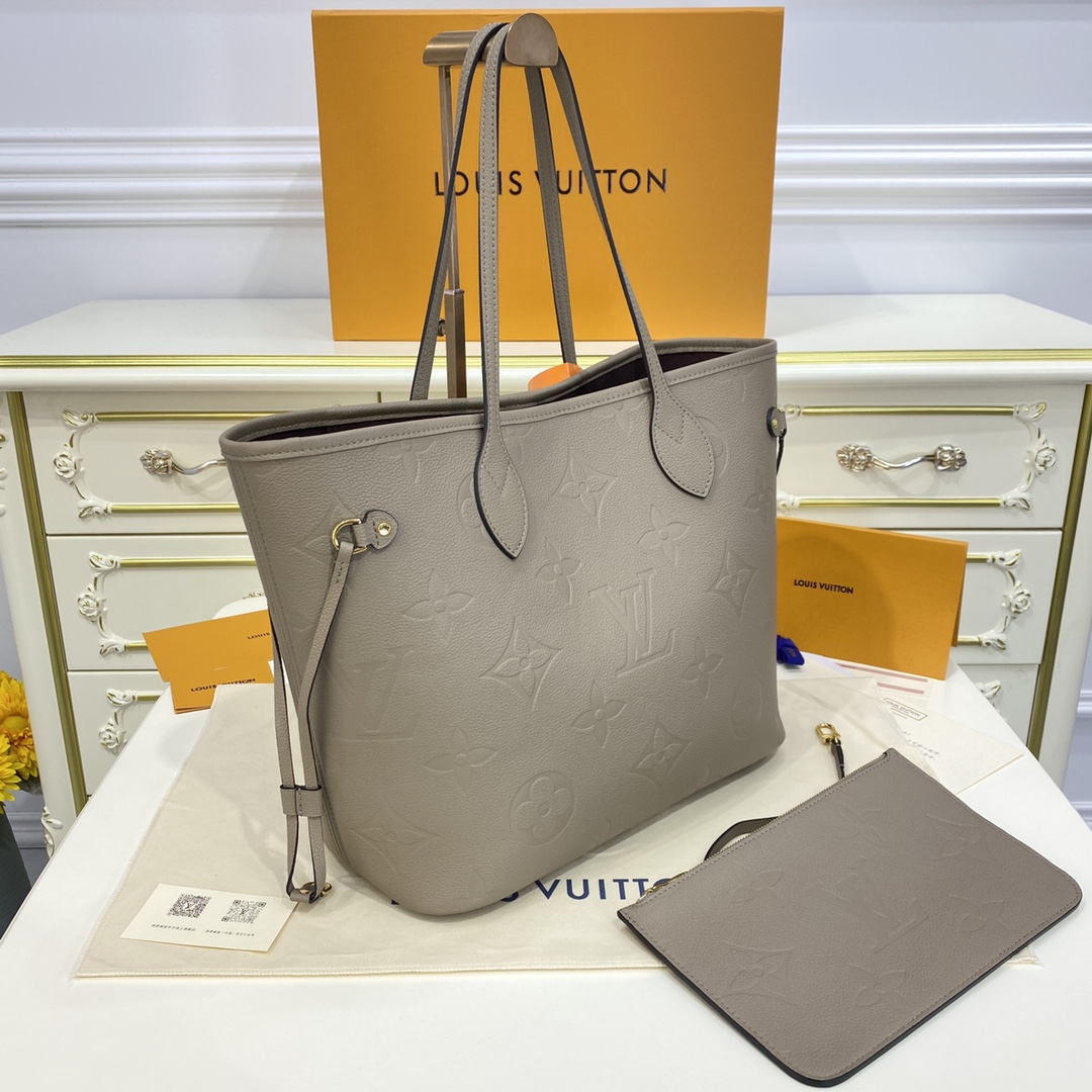 Louis Vuitton NEVERFULL MM Monogram Handbag M45686 Tourterelle Grey